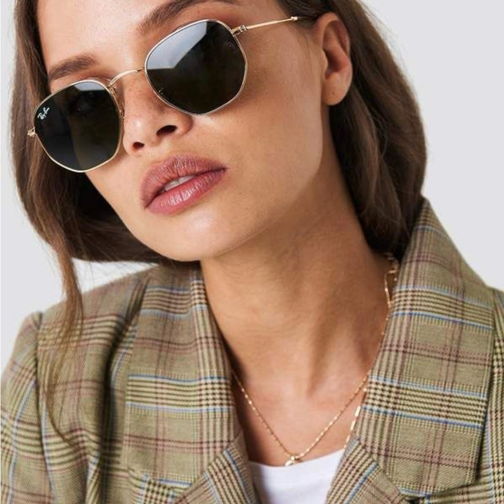 Ray-Ban Hexagonal Sunglasses | Gold frame/ Black lenses RB35489